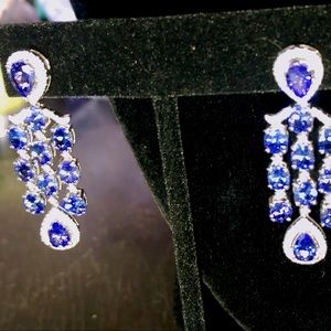 Almost 10 carats!!! Tanzanite and Diamond Chandelier Earrings NWT